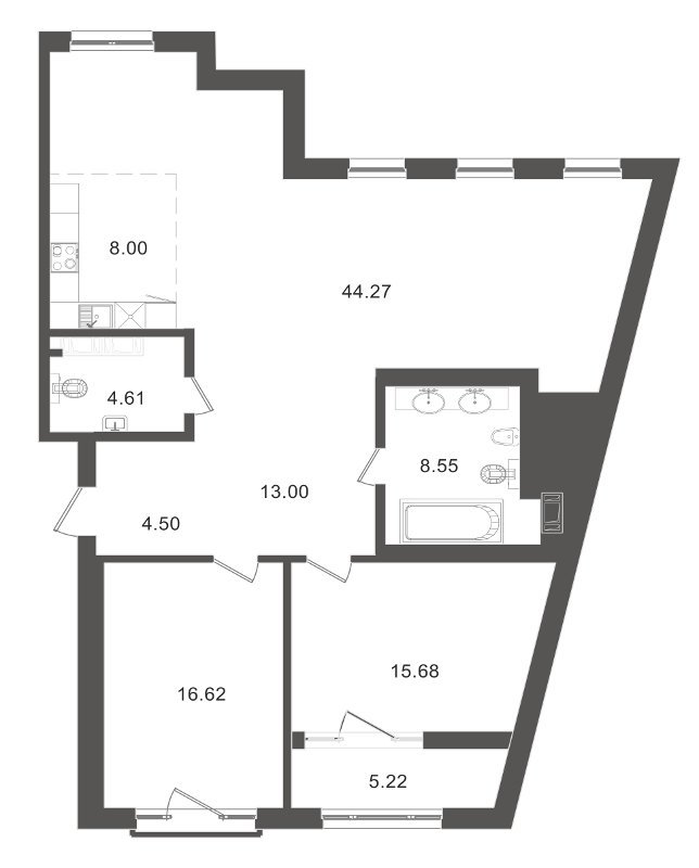 Продажа 2-комнатной новостройки, Санкт-Петербург, Воскресенская наб.,  д 32а