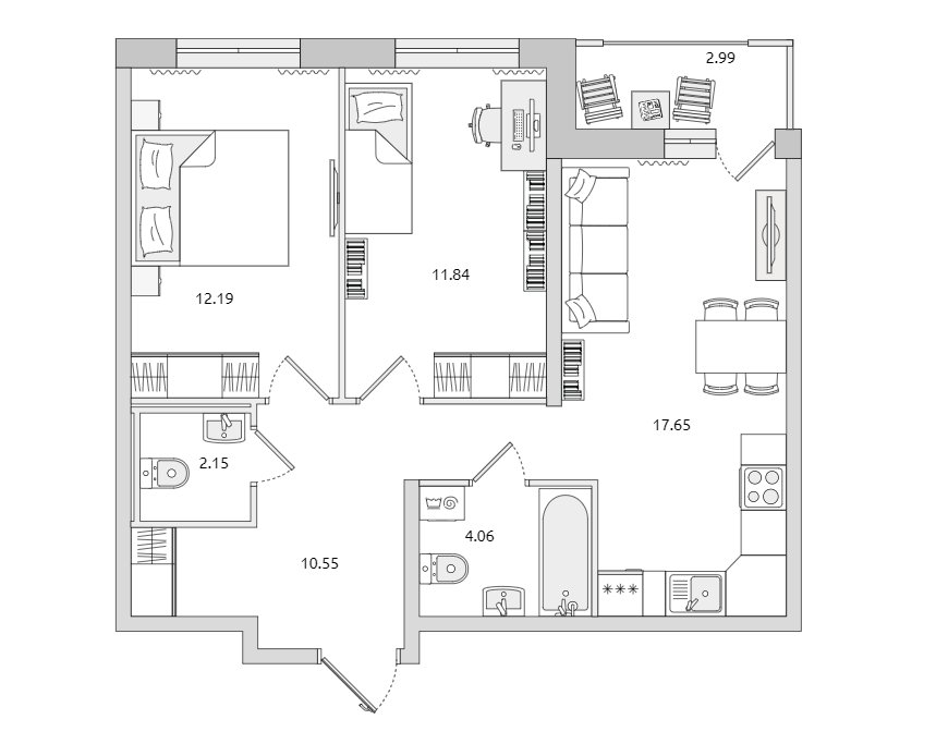 Продажа 2-комнатной квартиры, Новосаратовка, Первых ул.,  д 4