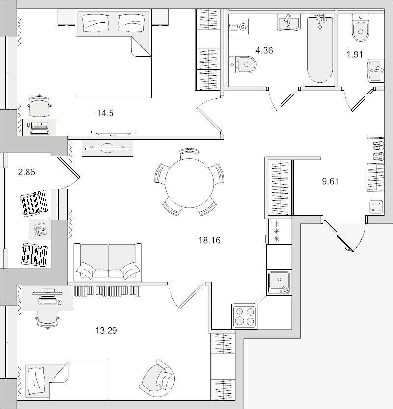 Продажа 2-комнатной квартиры, Новосаратовка, Первых ул.,  д 2