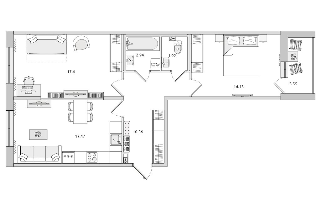 Продажа 2-комнатной квартиры, Санкт-Петербург, Вазаский пер.,  д 3