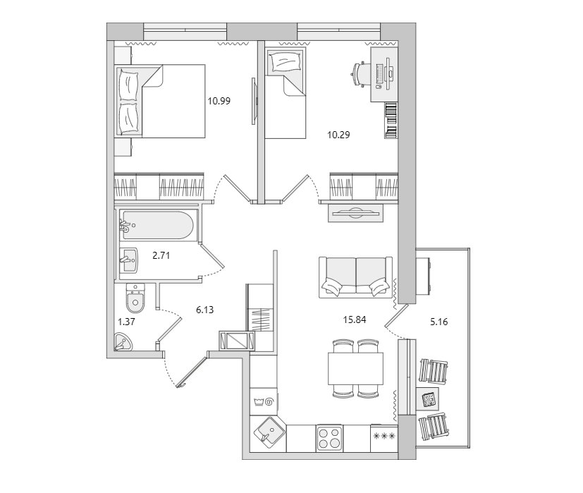 Продажа 2-комнатной квартиры, Бугры, Гаражный пр-зд,  д 23