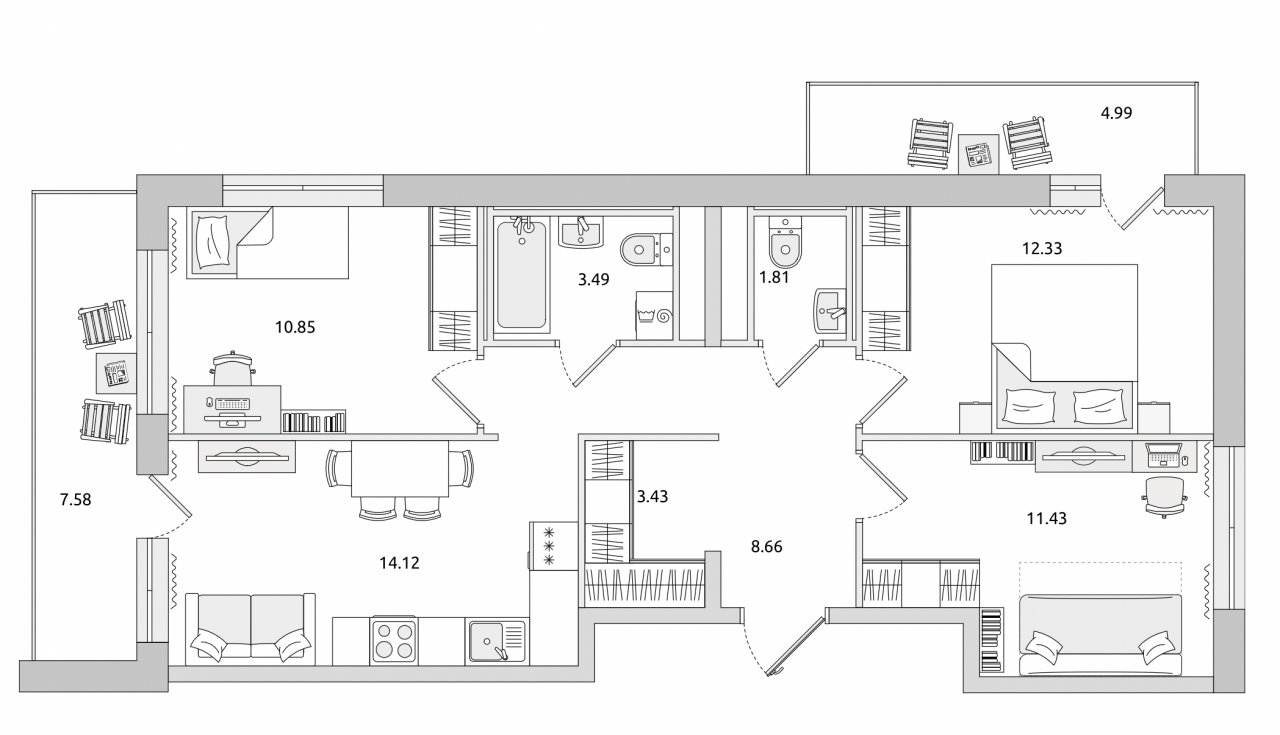 Продажа 3-комнатной квартиры, Бугры, Тихая ул.,  д 3