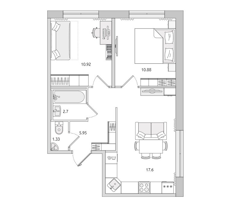 Продажа 2-комнатной квартиры, Бугры, Гаражный пр-зд,  д 23