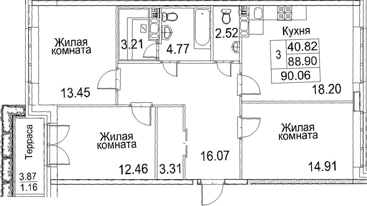 Продажа 3-комнатной квартиры, Санкт-Петербург, Плесецкая ул.,  д 6