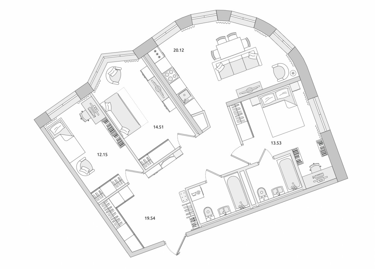 Продажа 3-комнатной квартиры, Санкт-Петербург, Волковский просп.,  д 6