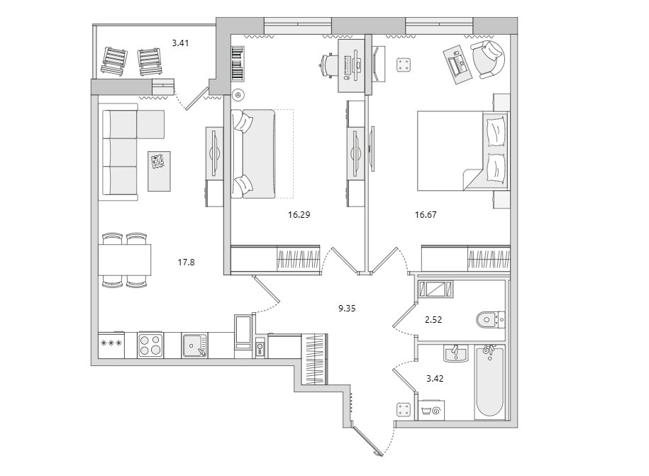 Продажа 2-комнатной квартиры, Санкт-Петербург, Белоостровская ул.,  д 10