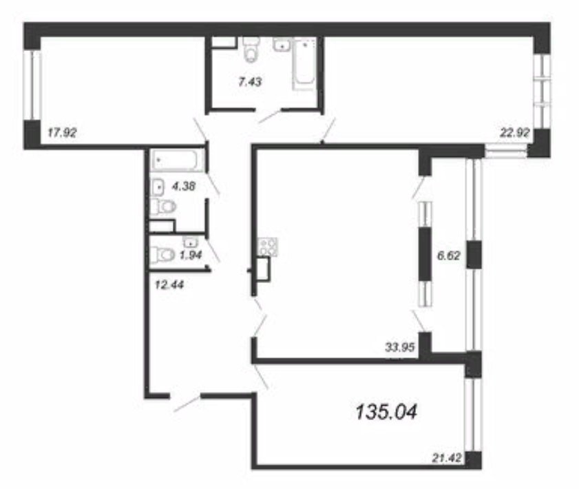 Продажа 3-комнатной квартиры, Санкт-Петербург, Петровский просп.,  д 22