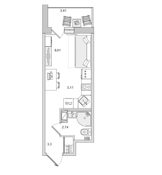 Продажа 1-комнатной квартиры, Санкт-Петербург, Вазаский пер.,  д 3