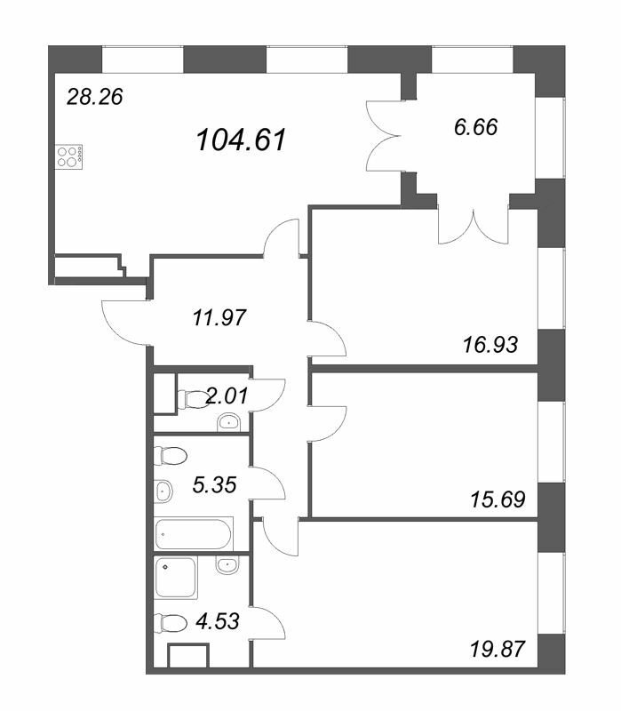 Продажа 3-комнатной квартиры, Санкт-Петербург, Петровский просп.,  д 28