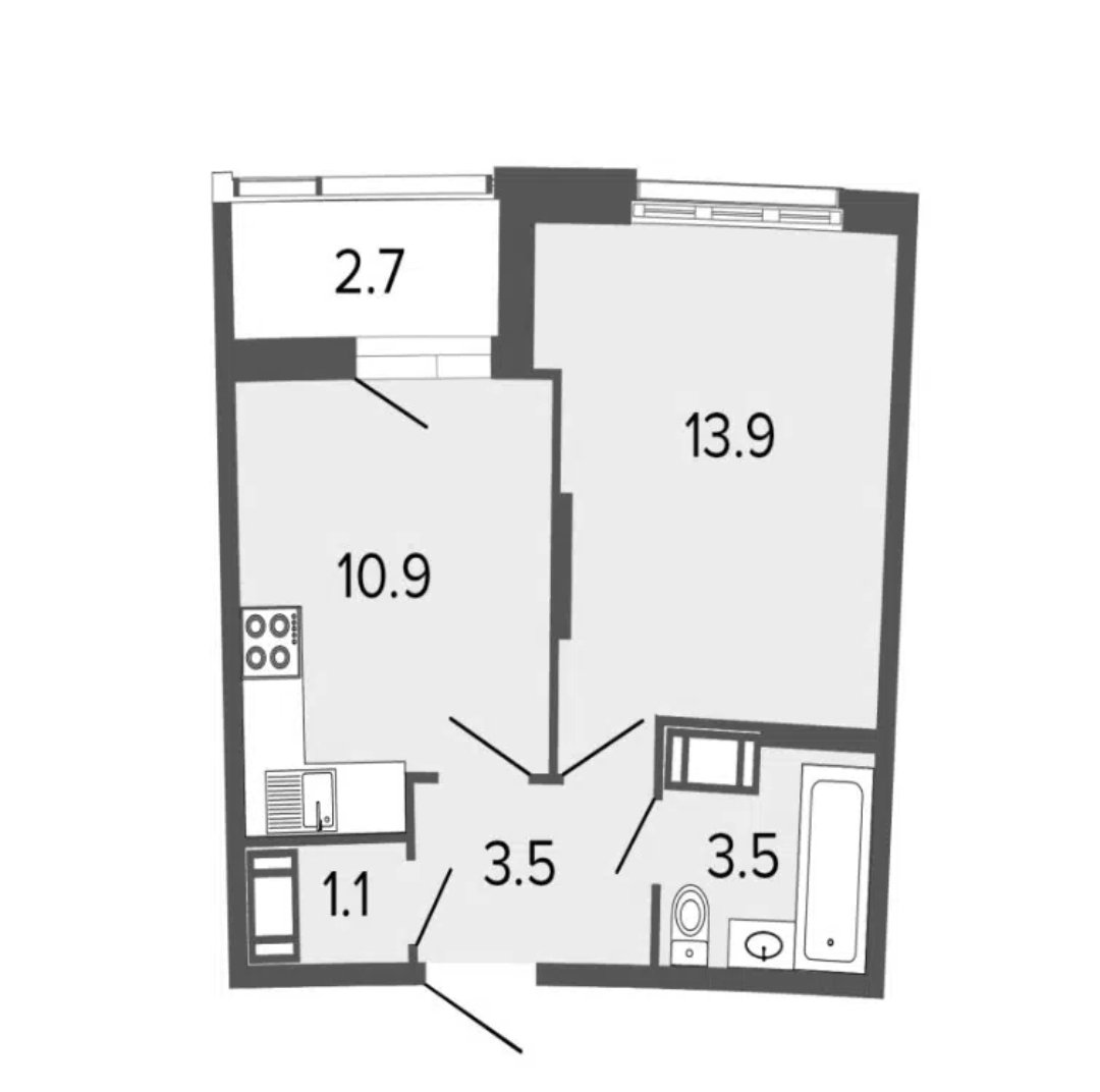 Продажа 1-комнатной квартиры, Санкт-Петербург, Комендантский просп.,  д 65