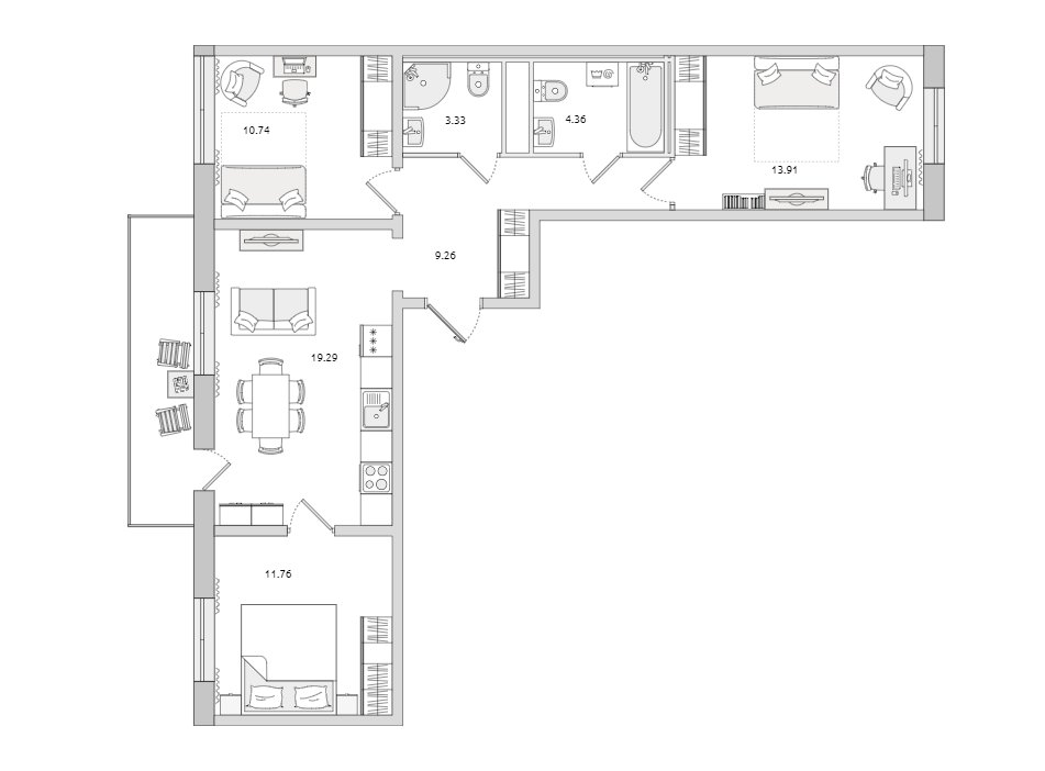 Продажа 3-комнатной квартиры, Новосаратовка, Первых ул.,  д 4