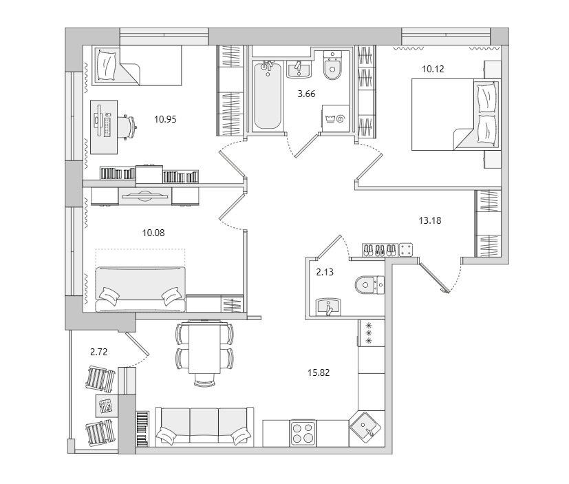 Продажа 3-комнатной квартиры, Парголово, Михайловская дор.,  д 16