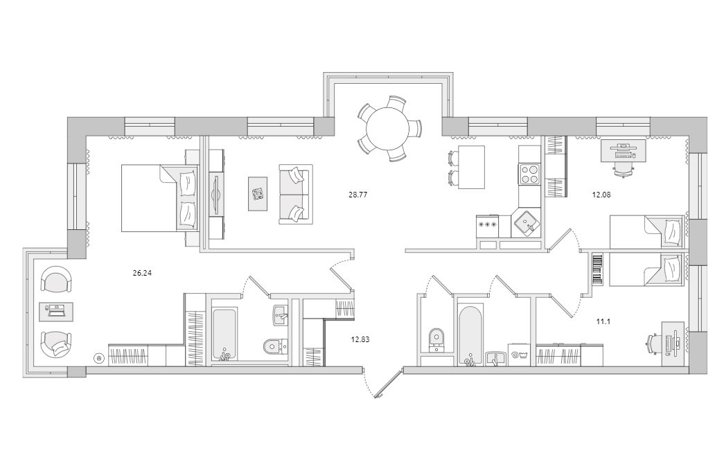 Продажа 3-комнатной квартиры, Санкт-Петербург, Волковский просп.,  д 6