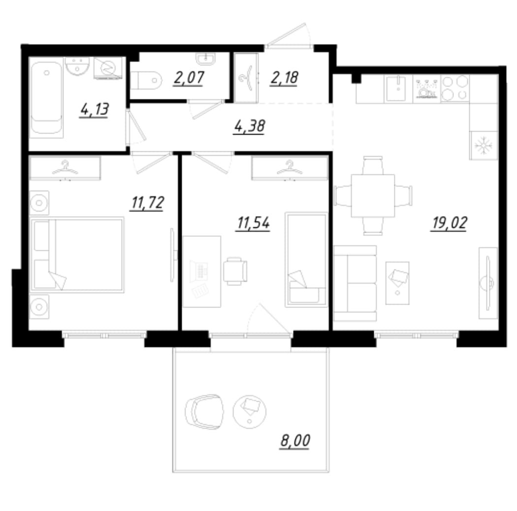 Продажа 2-комнатной квартиры, Федоровское, Счастливая,  д 4