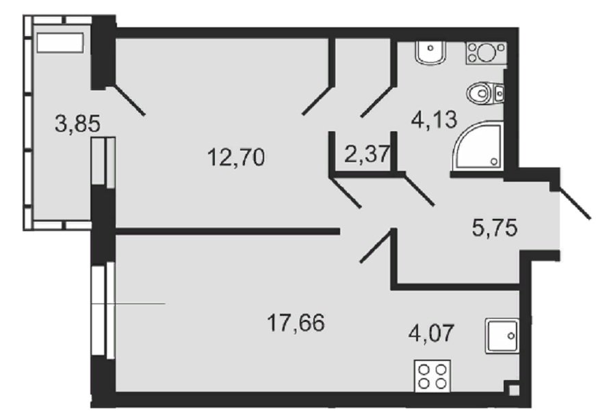 Продажа 1-комнатной квартиры, Санкт-Петербург, Реки Каменки наб.,  д 15