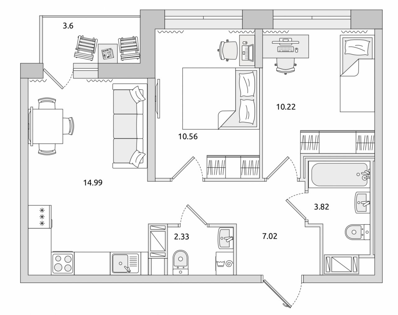 Продажа 2-комнатной квартиры, Бугры, Тихая ул.,  д 3