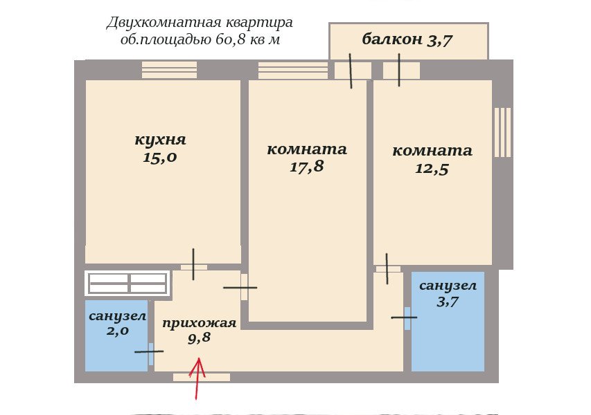 Продажа 2-комнатной квартиры, Санкт-Петербург, Мебельная ул.,  д 21