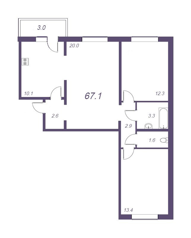 Продажа 3-комнатной квартиры, Санкт-Петербург, Орлово-Денисовский просп.,  д 15