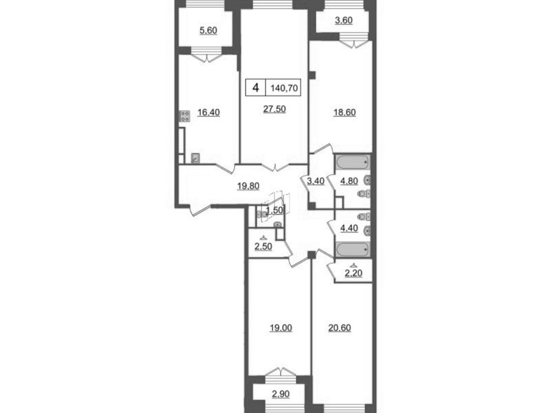 Продажа 4-комнатной квартиры, Санкт-Петербург, Гастелло ул.,  д 7