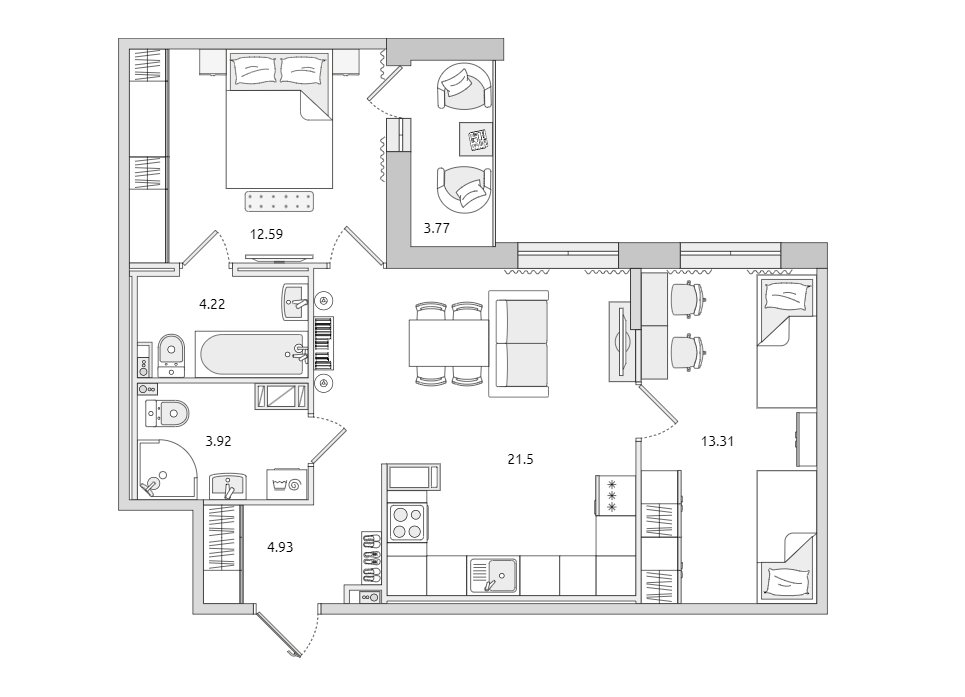 Продажа 2-комнатной квартиры, Санкт-Петербург, Вазаский пер.,  д 3