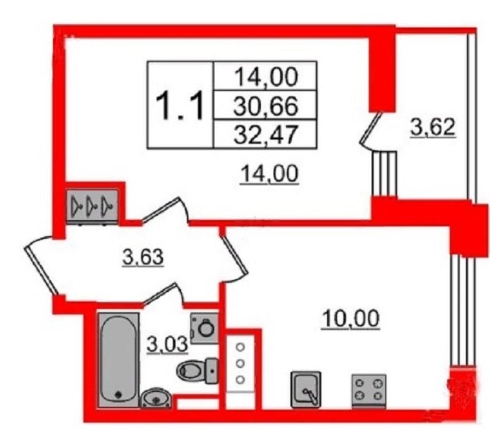 Продажа 1-комнатной квартиры, Санкт-Петербург, Фарфоровская ул.,  д 7