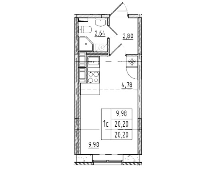 Продажа 1-комнатной квартиры, Колпино, Загородная ул.,  д 43