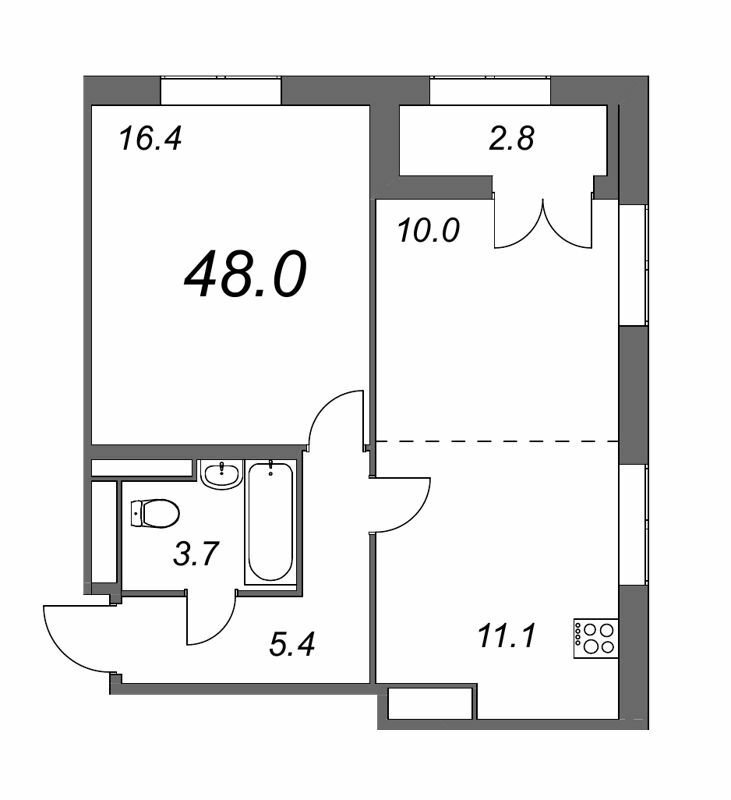 Продажа 2-комнатной квартиры, Санкт-Петербург, Дыбенко ул.,  д 2