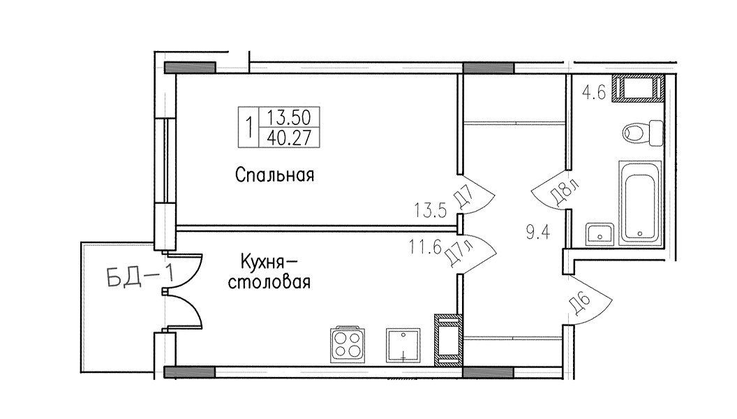 Продажа 1-комнатной квартиры, Санкт-Петербург, Днепропетровская ул.,  д 7