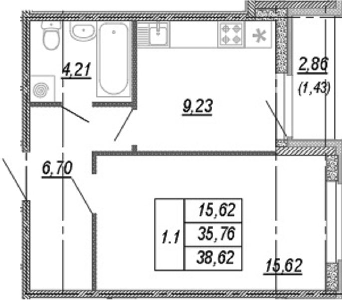 Продажа 1-комнатной квартиры, Парголово, Михайловская дор.,  д 14