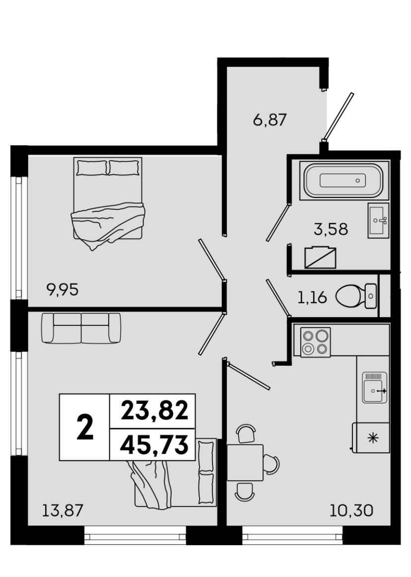 Продажа 2-комнатной квартиры, Санкт-Петербург, Суздальское шос.,  д 18