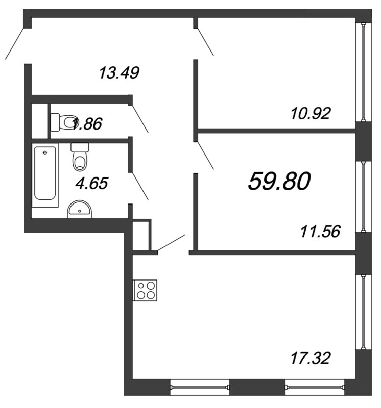 Продажа 2-комнатной квартиры, Санкт-Петербург, Московское шос.,  д 3