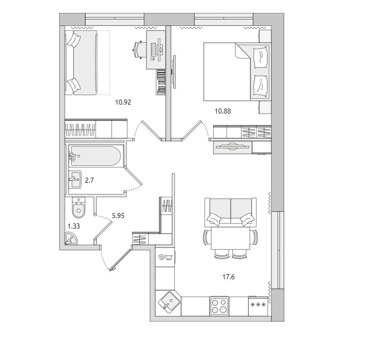 Продажа 2-комнатной квартиры, Бугры, Гаражный пр-зд,  д 23