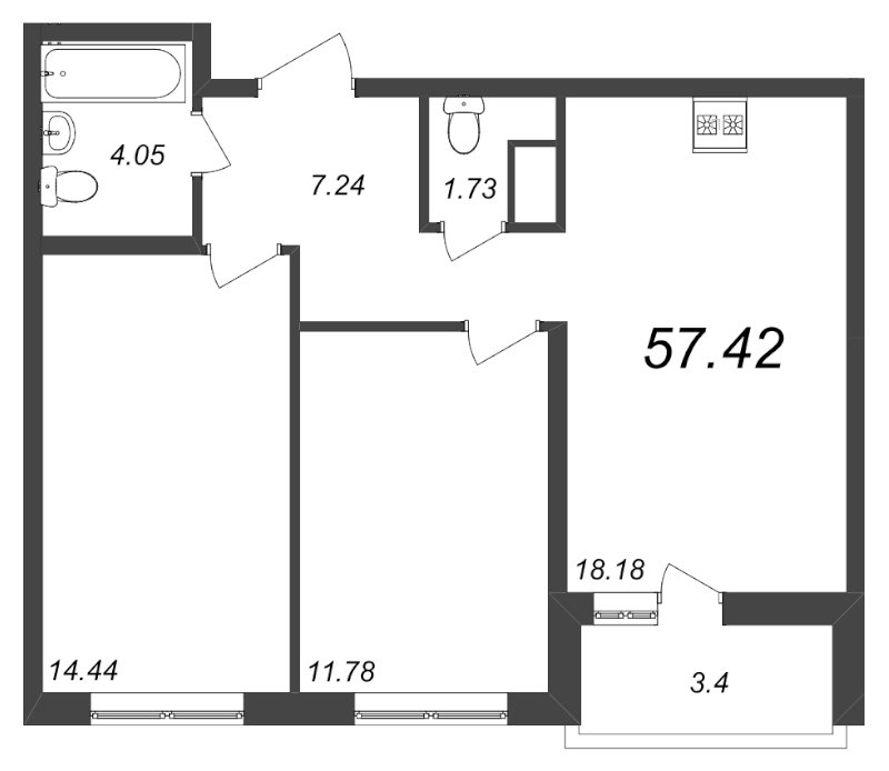 Продажа 2-комнатной квартиры, Бугры, Гаражный пр-зд,  д 23