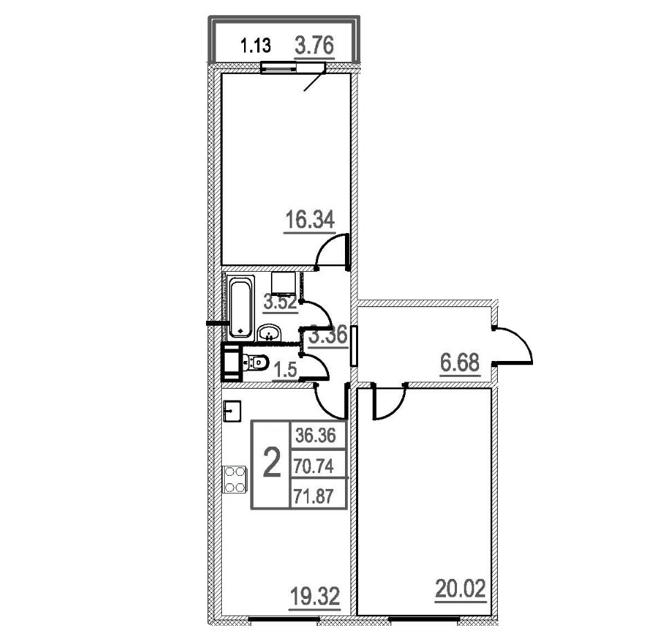 Продажа 2-комнатной квартиры, Санкт-Петербург, Дальневосточный просп.,  д 25