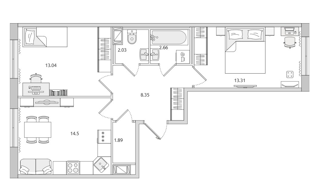 Продажа 2-комнатной квартиры, Бугры, Гаражный пр-зд,  д 23