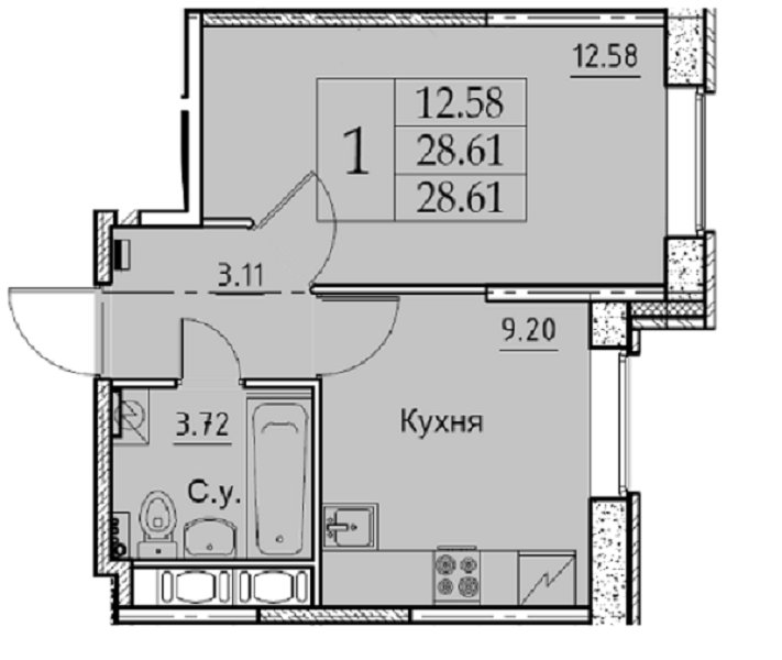 Продажа 1-комнатной квартиры, Колпино, Загородная ул.,  д 43