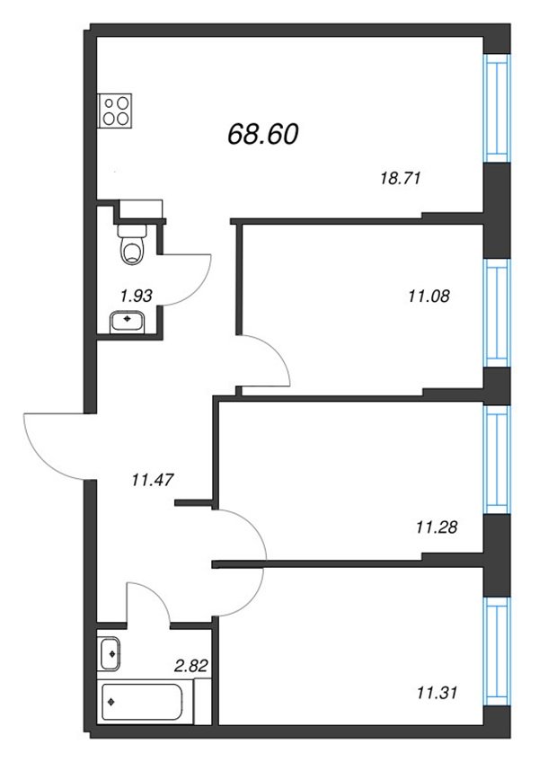 Продажа 3-комнатной квартиры, Дубровка, Невская ул.,  д 2