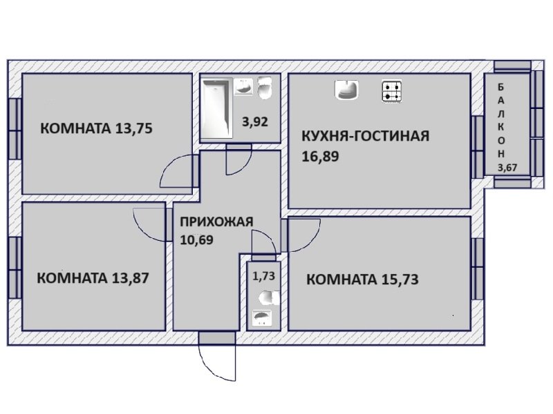 Продажа 3-комнатной квартиры, Федоровское, 2-ой Счастливый пр-зд,  д 8