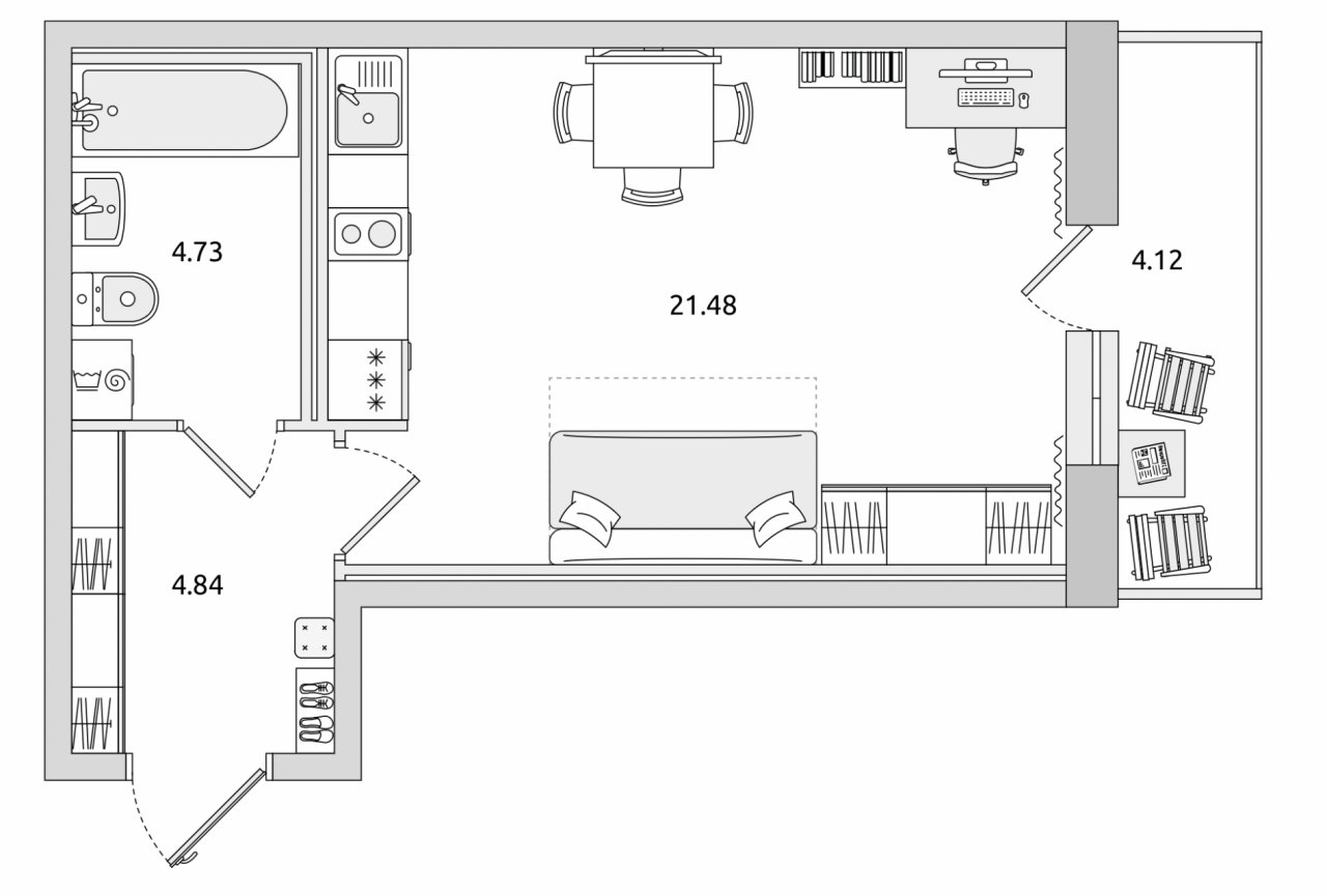 Продажа 1-комнатной квартиры, Новосаратовка, Первых ул.,  д 4