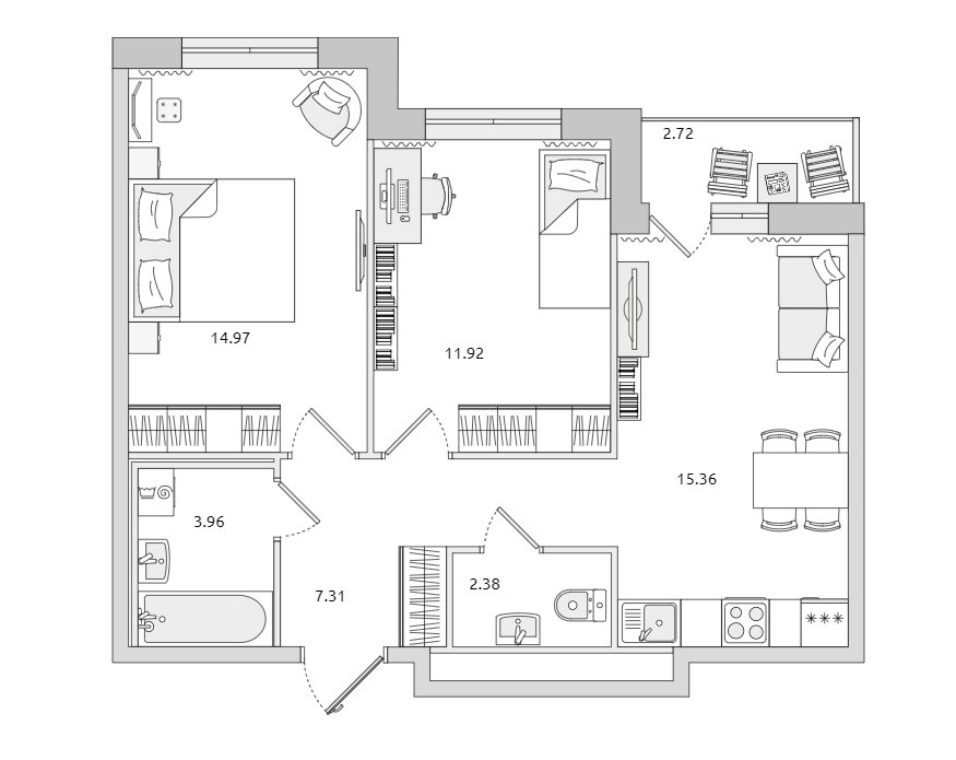 Продажа 2-комнатной квартиры, Новосаратовка, Первых ул.,  д 4