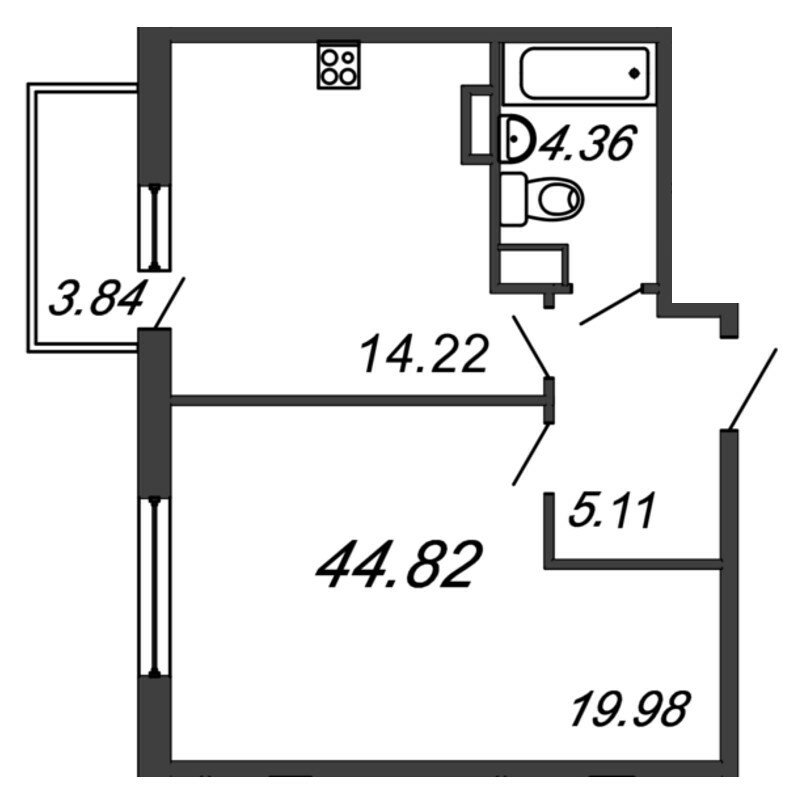 Продажа 1-комнатной квартиры, Санкт-Петербург, Лодейнопольская ул.,  д 7