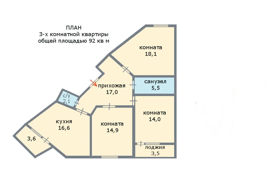 Продажа 3-комнатной квартиры, Санкт-Петербург, Русановская ул.,  д 11