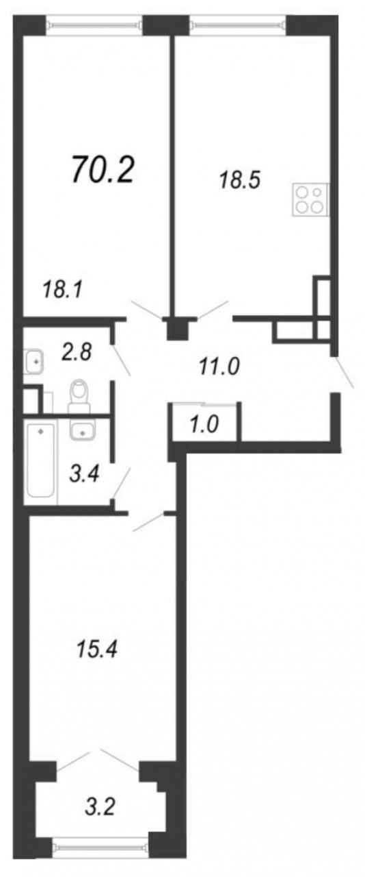 Продажа 2-комнатной квартиры, Санкт-Петербург, Гастелло ул.,  д 7