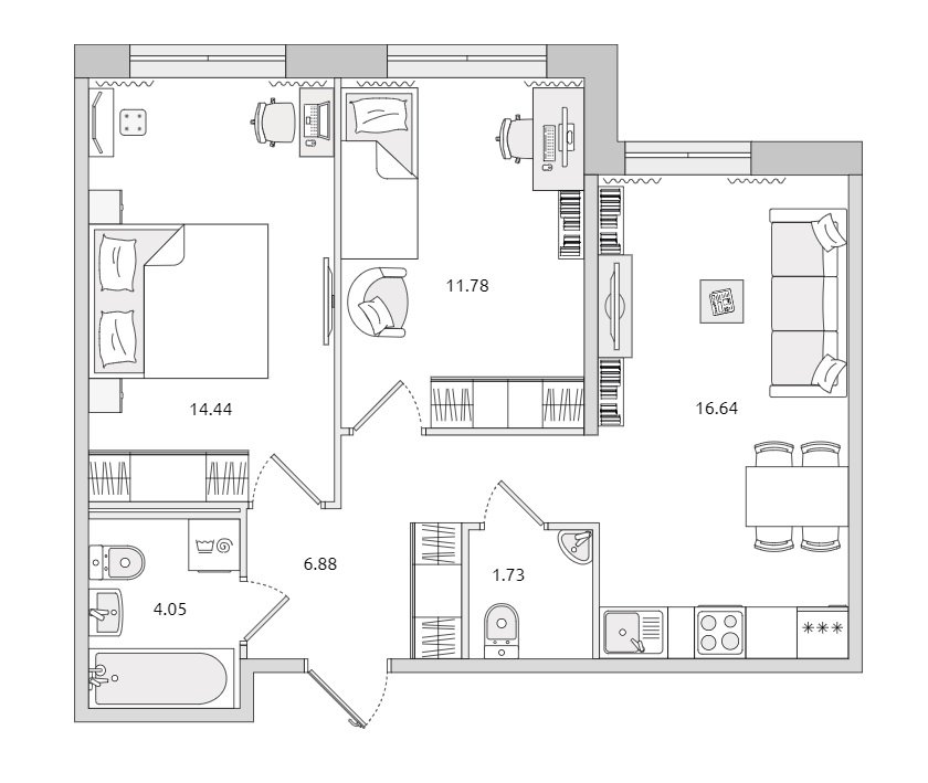 Продажа 2-комнатной квартиры, Бугры, Гаражный пр-зд,  д 23