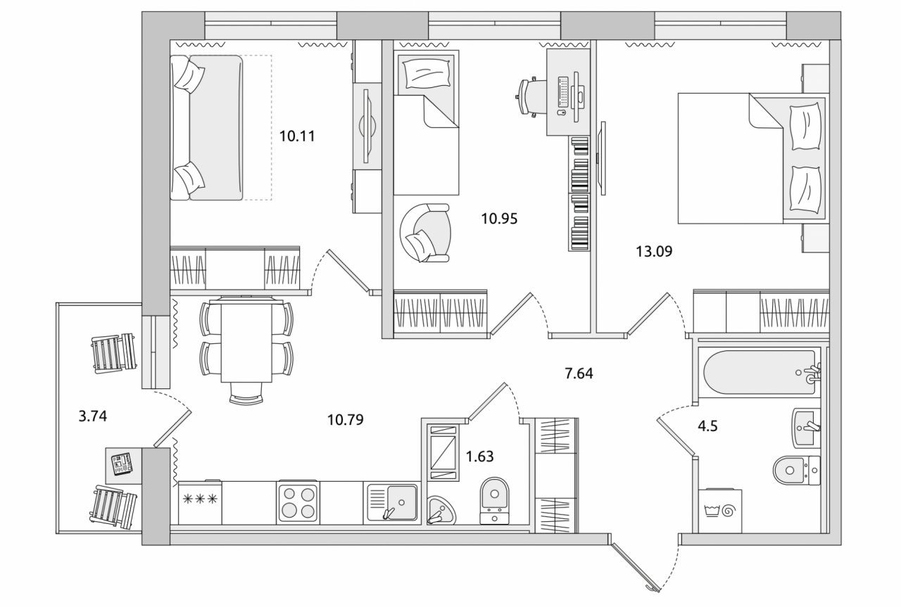 Продажа 3-комнатной квартиры, Бугры, Гаражный пр-зд,  д 27