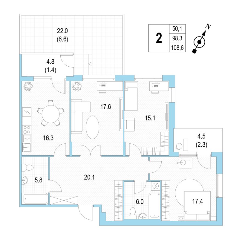 Продажа 3-комнатной квартиры, Санкт-Петербург, Патриотов просп.,  д 33