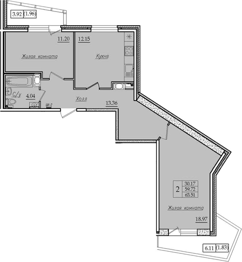 Продажа 2-комнатной квартиры, Санкт-Петербург, Заневский просп.,  д 42