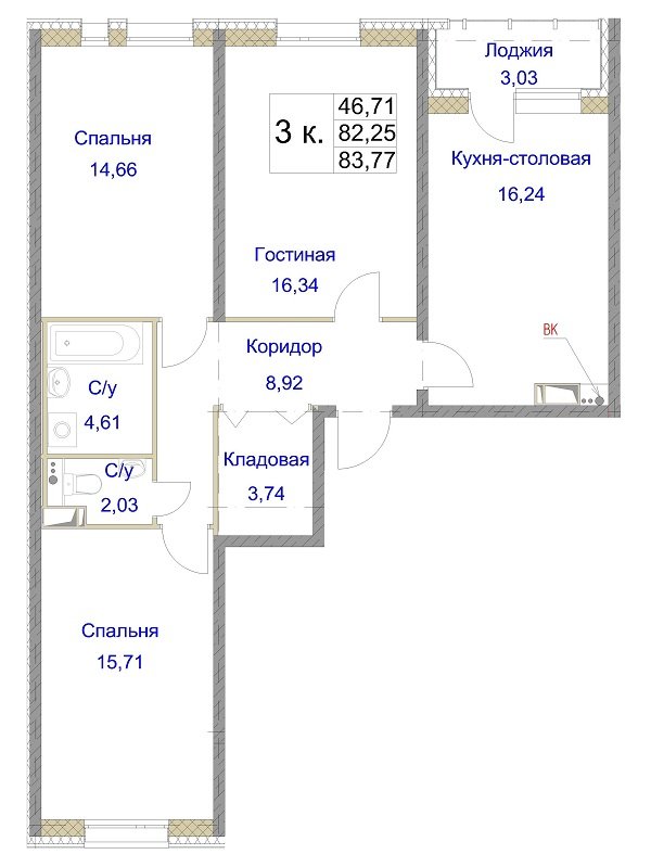 Продажа 3-комнатной квартиры, Санкт-Петербург, Студенческая ул.,  д 14