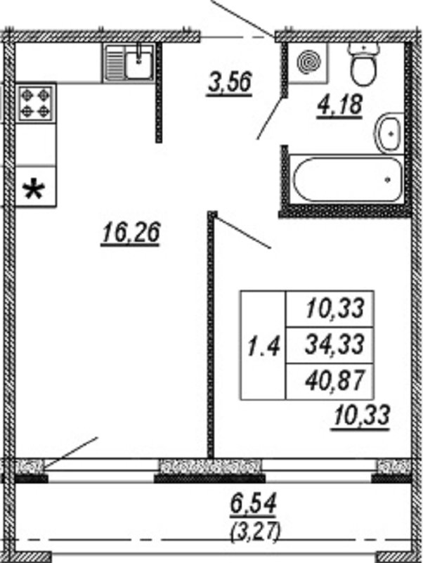 Продажа 1-комнатной квартиры, Парголово, Михайловская дор.,  д 14