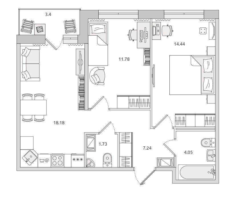 Продажа 2-комнатной квартиры, Бугры, Гаражный пр-зд,  д 23